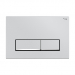 Панель смыва РЕХАУ NOVA LONG 002 с прямоугольными клавишами, пластик, белый, глянцевый, нижняя полоса клавиш хром, глянцевый фото