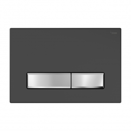 Панель смыва РЕХАУ NOVA LONG 001 с прямоугольными клавишами, пластик, черный, матовый, контур клавиш хром, глянцевый фото