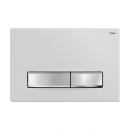 Панель смыва РЕХАУ NOVA LONG 001 с прямоугольными клавишами, пластик, белый, глянцевый, клавиши хром, глянцевый фото