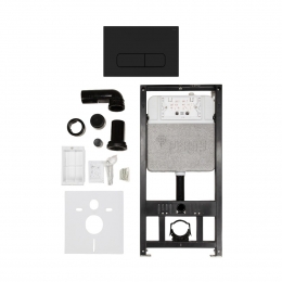 Комплект инсталляции РЕХАУ NOVAFLOW с панелью смыва NOVA ELLIPSE 001 с овальн. клавишами, черный  матовый фото