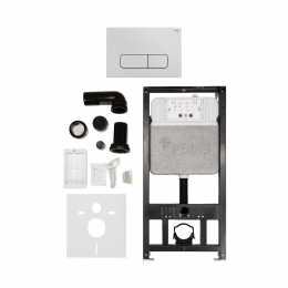 Комплект инсталляции РЕХАУ NOVAFLOW с панелью смыва NOVA ELLIPSE 001 с овальн. клавишами, белый глянец фото