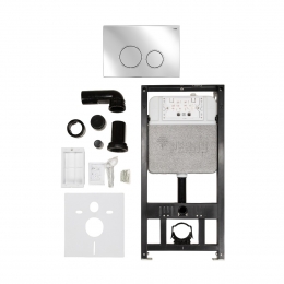 Комплект инсталляции РЕХАУ NOVAFLOW с панелью смыва NOVA ORB 001 с кругл. клавишами, хром глянец фото