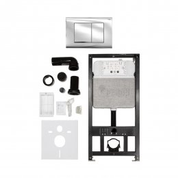 Комплект инсталляции РЕХАУ NOVAFLOW с панелью смыва NOVA QUAD 001 с прямоуг. клавишами, хром глянец фото