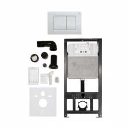 Комплект инсталляции РЕХАУ NOVAFLOW с панелью смыва NOVA QUAD 001 с прямоуг. клавишами, белый глянец фото