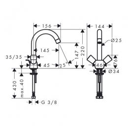 71222000 Смеситель Hansgrohe Logis для раковины с двумя рукоятками фото 2