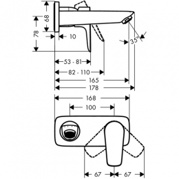 Смеситель Hansgrohe Talis E для раковины настенный (внешняя часть) фото 2