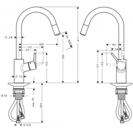 Смеситель Hansgrohe Talis S 2 Variarc для кухни с выдвижным изливом фото 2