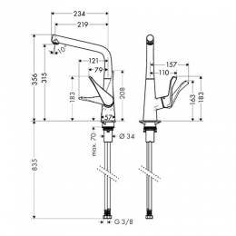 14822000 Смеситель Hansgrohe Metris для кухни фото 2