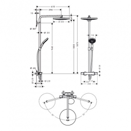 27133000 Hansgrohe Raindance Select Showerpipe S300 2 jet душевая система фото 2