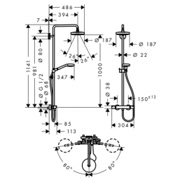 27253400 Hansgrohe Croma Select S 180 2 Jet Showerpipe душевая система фото 2