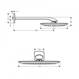 Hansgrohe верхний душ PuraVida 400 мм, из стены (белый/хром) фото 2