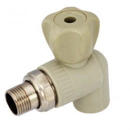 Кран полипр. шаровой радиаторный угловой Д=20*1/2" FV-PLAST, серый фото